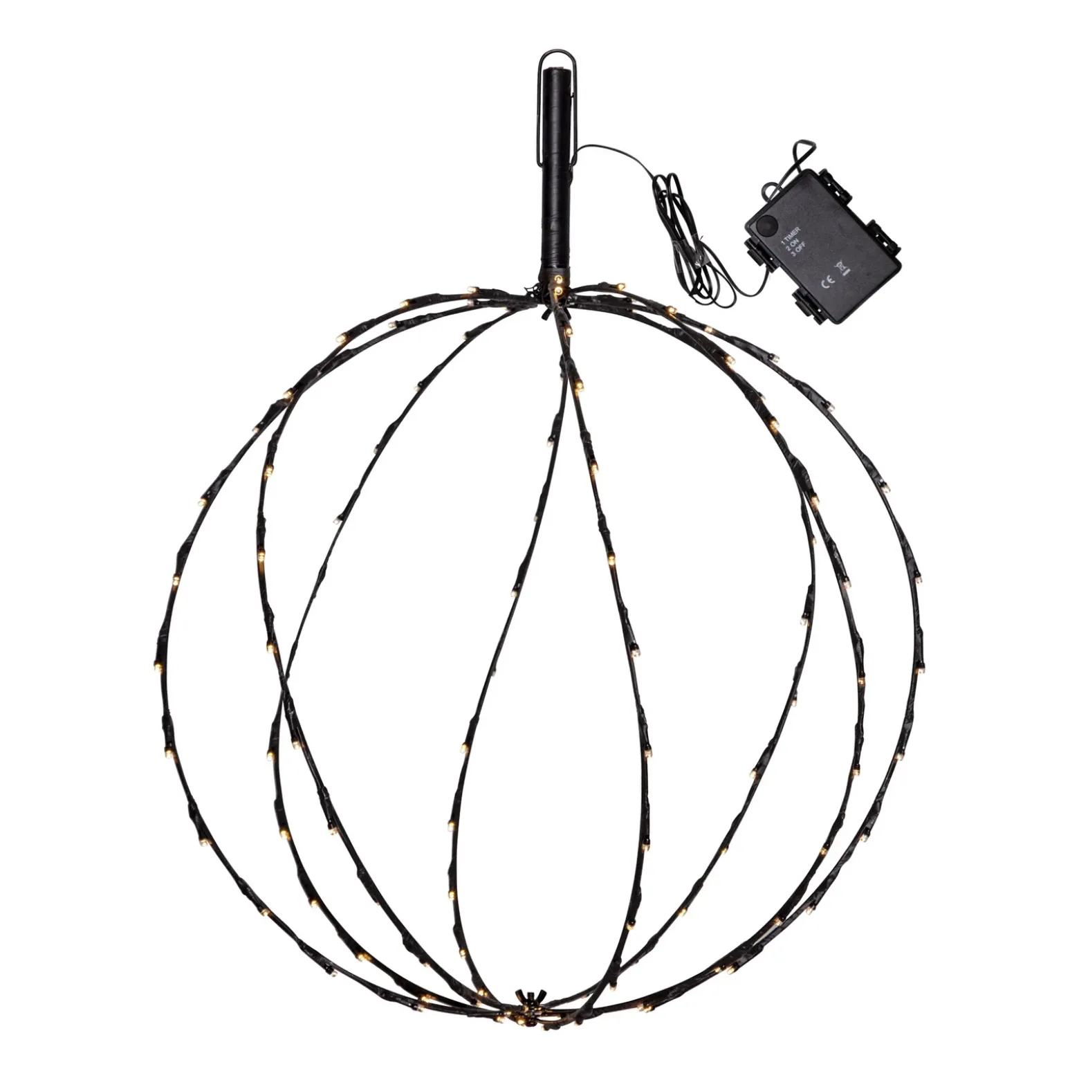Lámpara LED con pica Esfera, Ø 50 cm, pila metálica negra