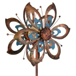 Lámpara LED con pica 36571, flor, carillón de viento, metal