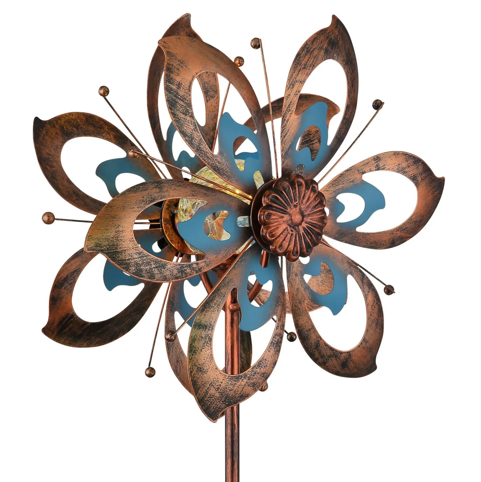 Lámpara LED con pica 36571, flor, carillón de viento, metal