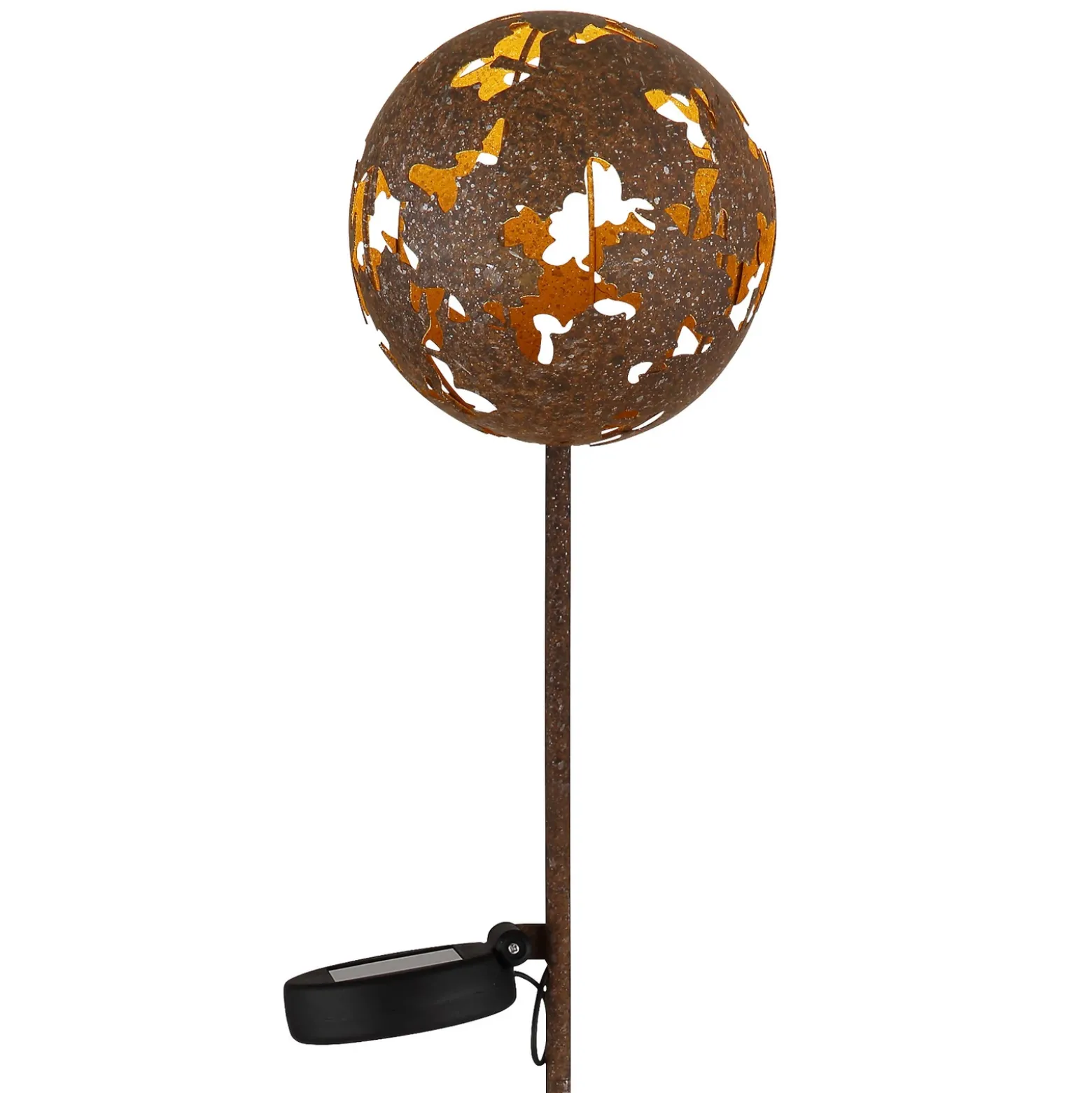 Lámpara LED con pica 36747, globo, marrón óxido, metal