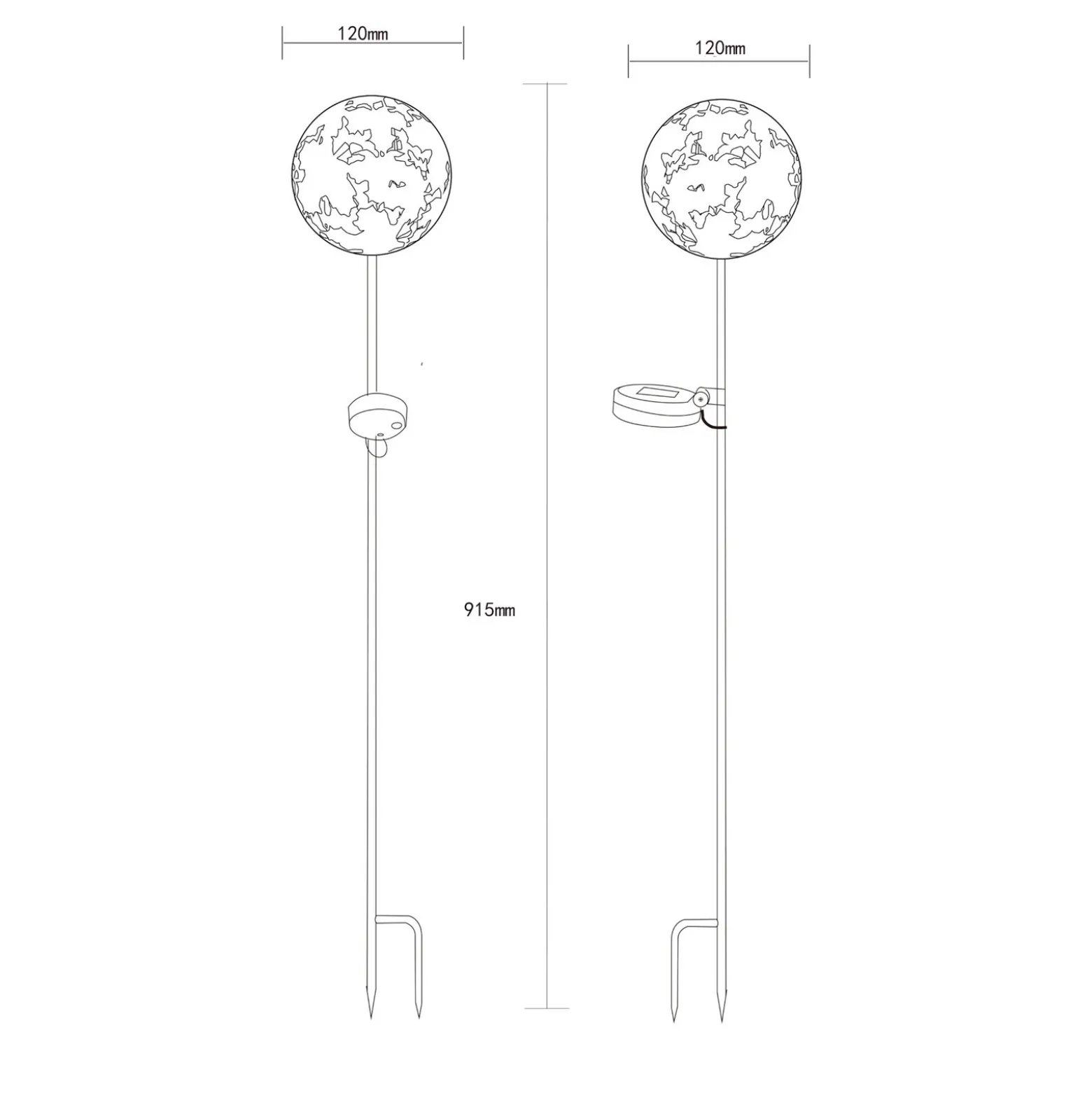 Lámpara LED con pica 36747, globo, marrón óxido, metal