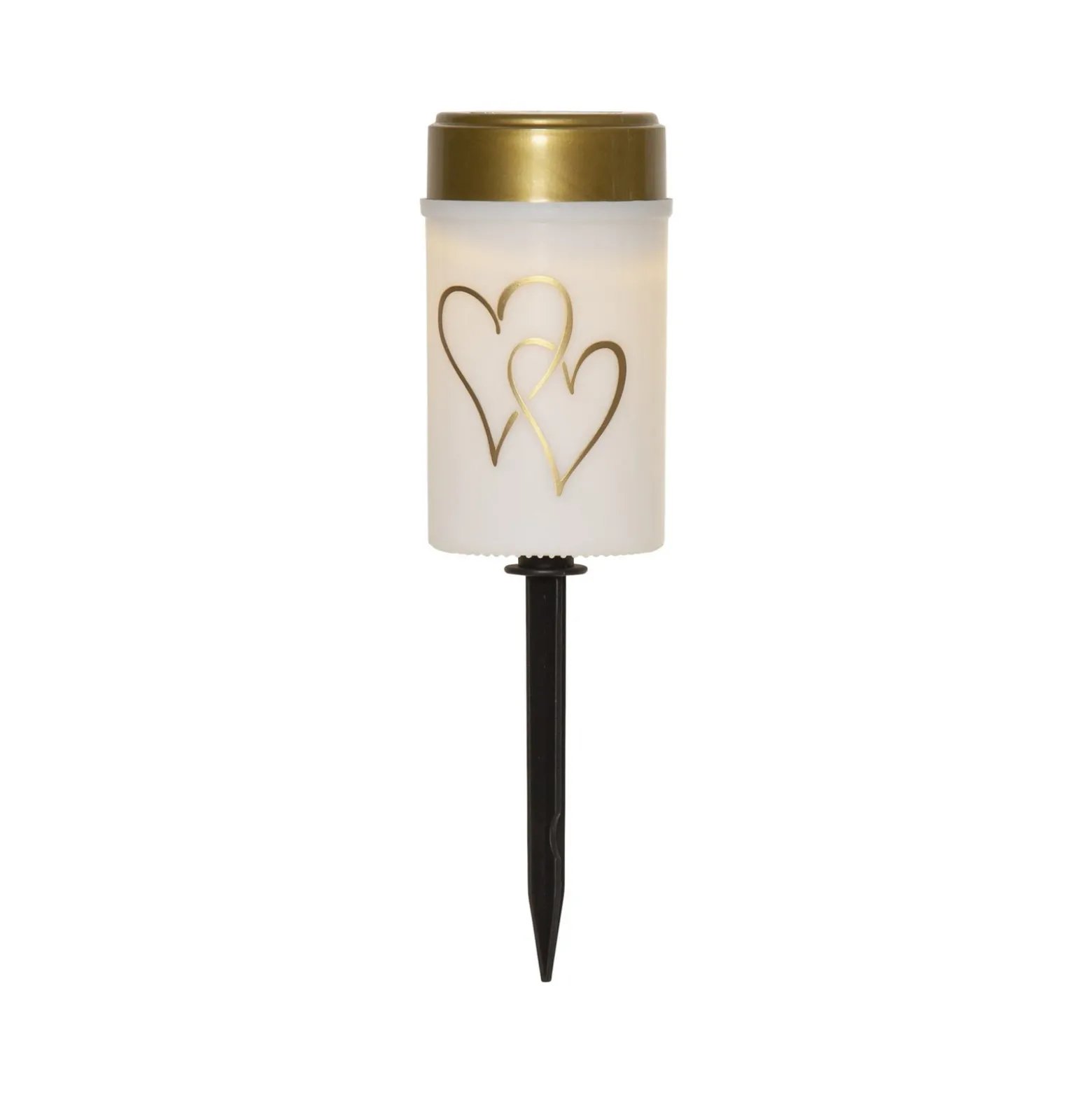 Lámpara LED con pica Hearty, blanco/oro 12 cm plástico