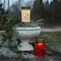 Lámpara LED con pica Hearty, blanco/oro 12 cm plástico