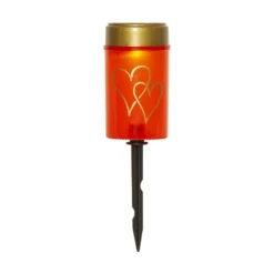 Lámpara LED con pica Hearty, rojo/oro, 12 cm plástico