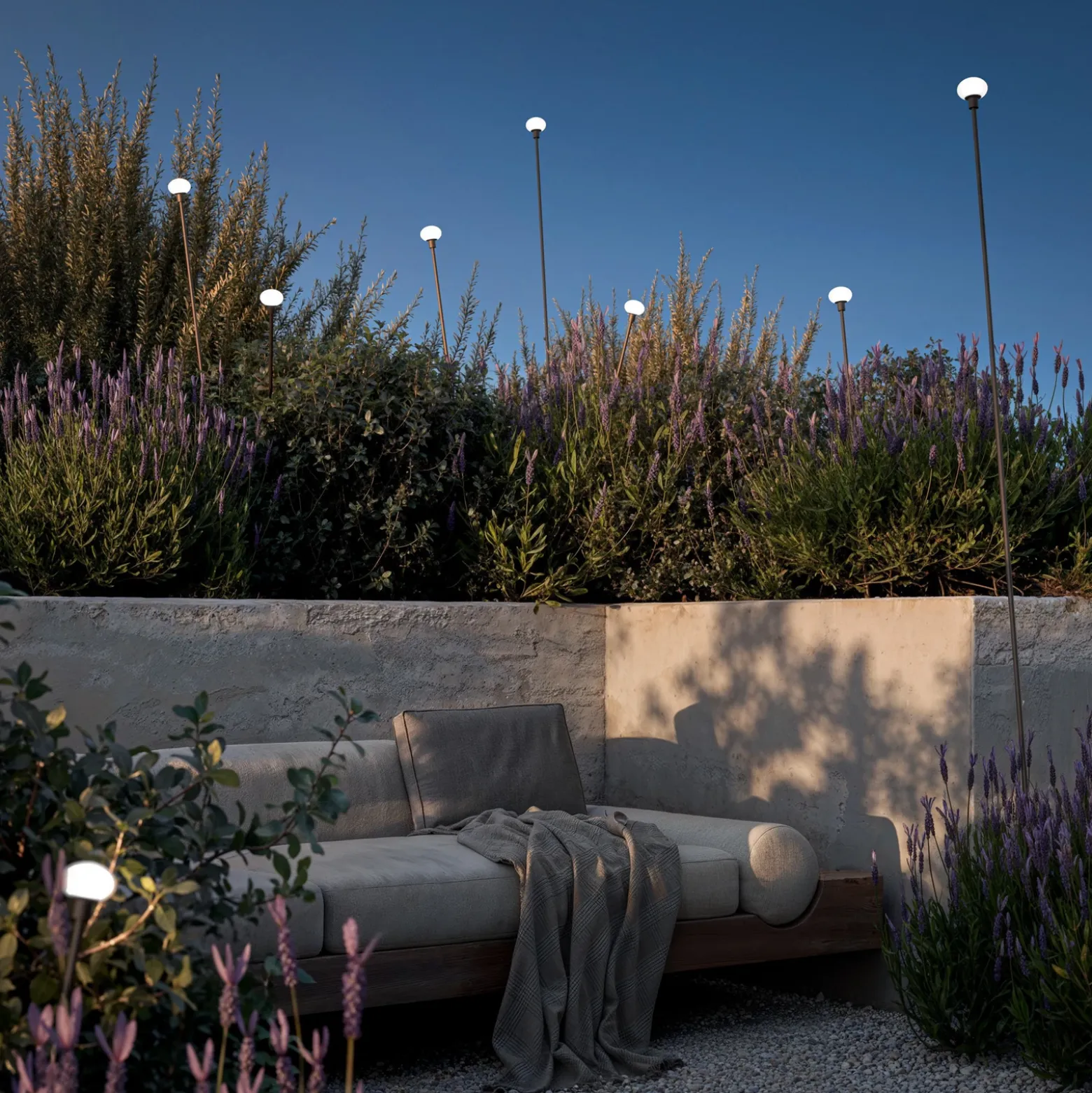 Lámpara LED con pica Karman MINUIT, altura 105 cm, negro, IP65