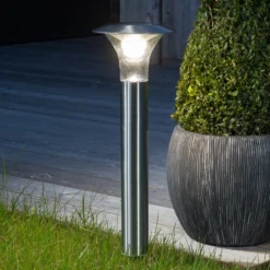 Lámpara LED con pica Lindby Jolin, 66 cm, acero inoxidable