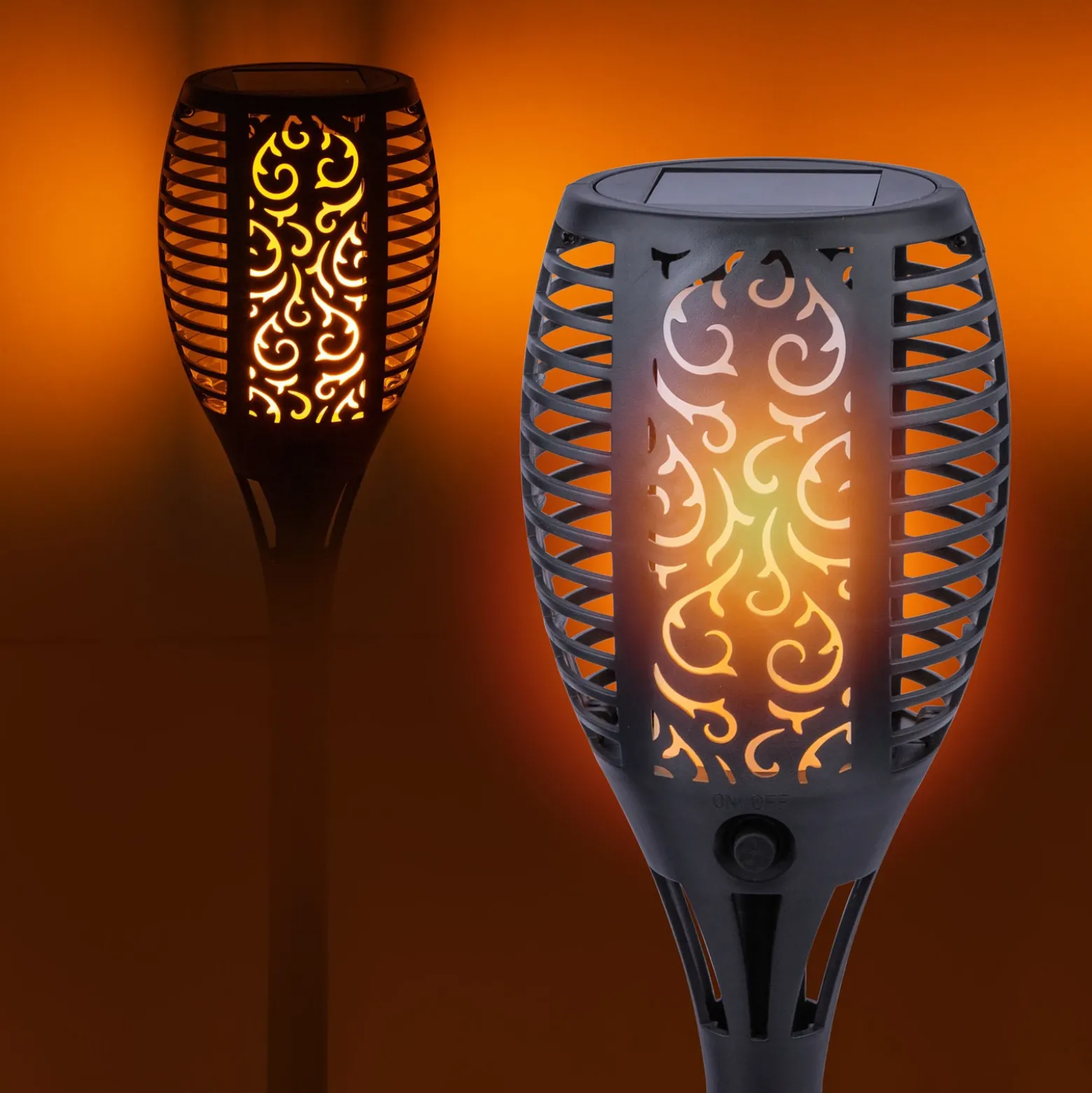 Lámpara LED con pica 33077 Linterna, negra, plástico