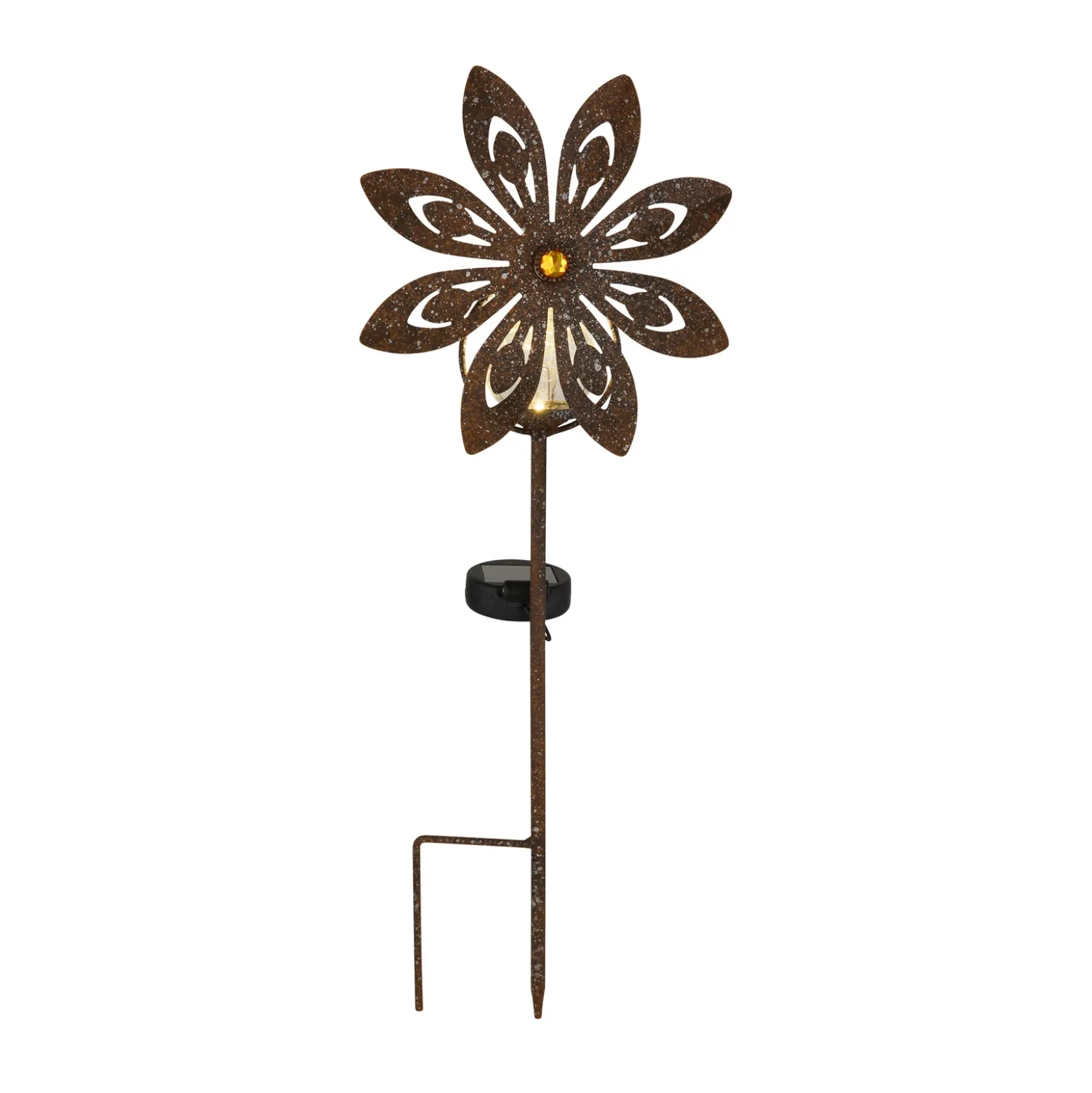Lámpara LED con pica 36576, marrón óxido, metal, cristal