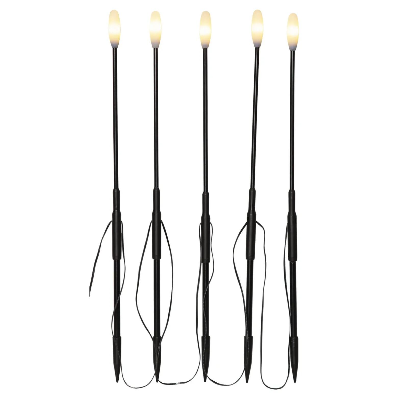 Lámpara LED con pica Milky negro altura 50,5cm plástico 5x set