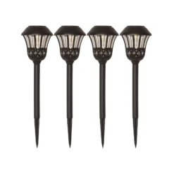 Lámpara LED con pica, negra, 31 cm de altura, 4 unidades