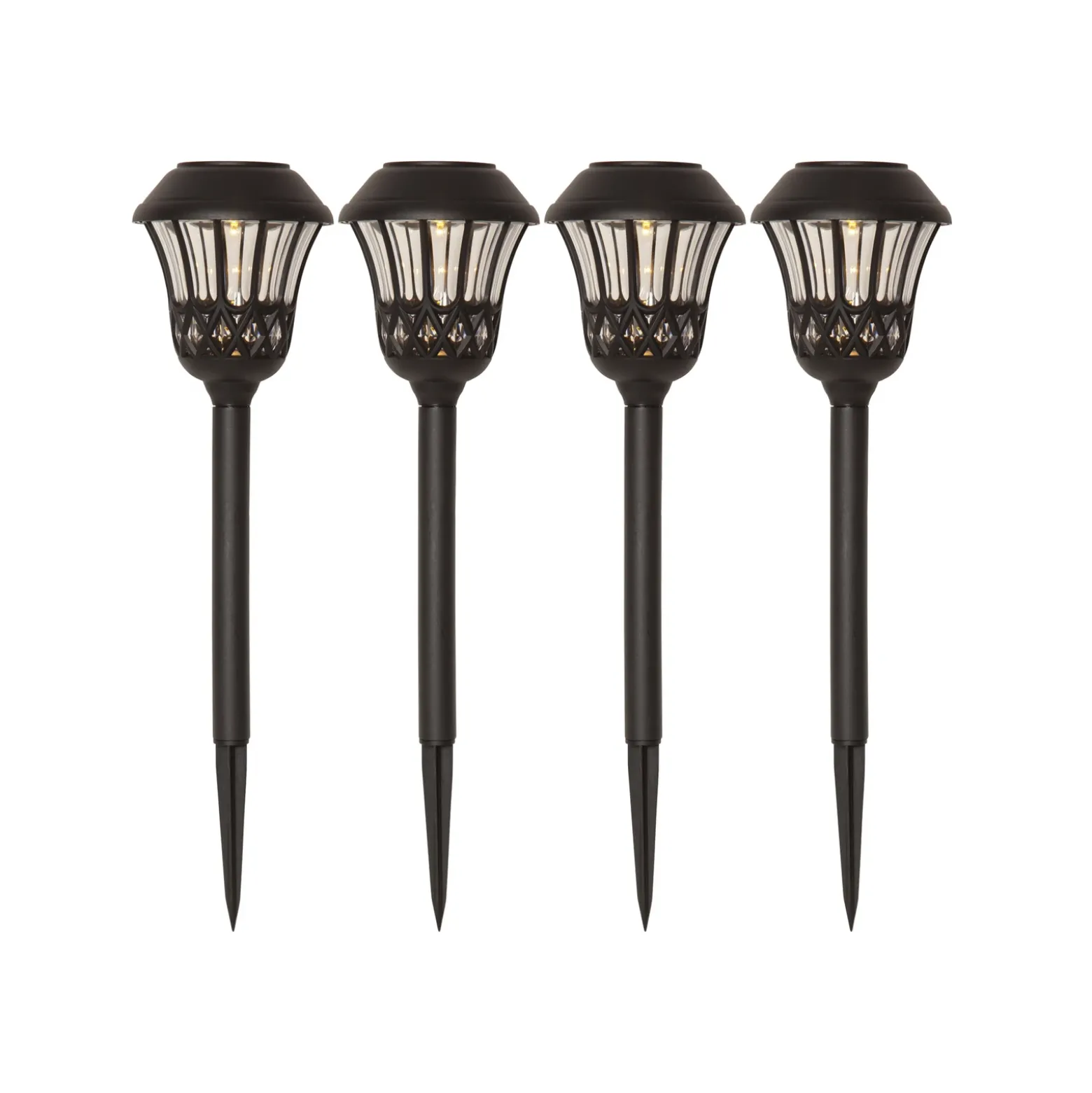 Lámpara LED con pica, negra, 31 cm de altura, 4 unidades