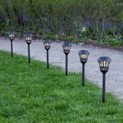 Lámpara LED con pica, negra, 31 cm de altura, 4 unidades