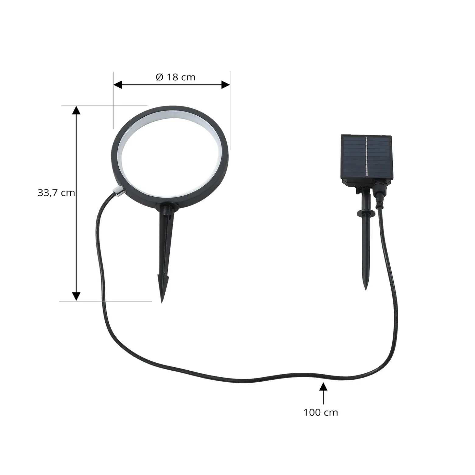 Lámpara LED con pica para el suelo Lindby Syrene, 18 cm, negra, aluminio