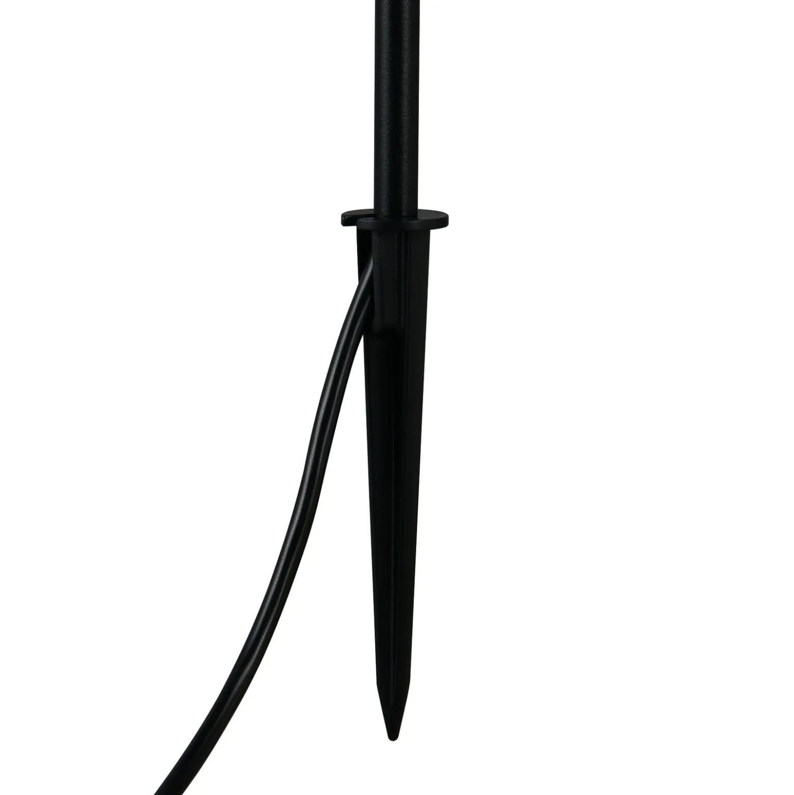 Lámpara LED con pica para suelo SCOOP, negra, 3 luces, IP44, enchufe