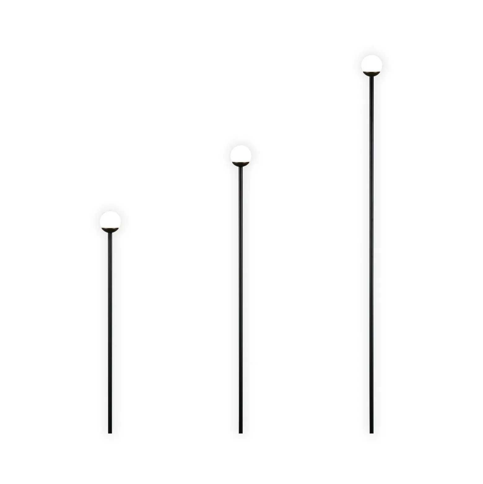 Lámpara LED con pica para suelo SCOOP, negra, 3 luces, IP44, enchufe