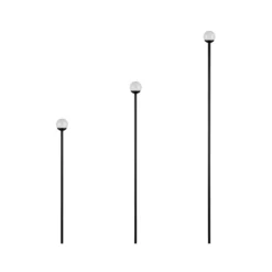 Lámpara LED con pica para suelo SCOOP, negra, 3 luces, IP44, enchufe