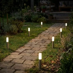 Lámpara LED con pica 3925032 12 V, kit de inicio 3x, acero inoxidable, Ø 4 cm