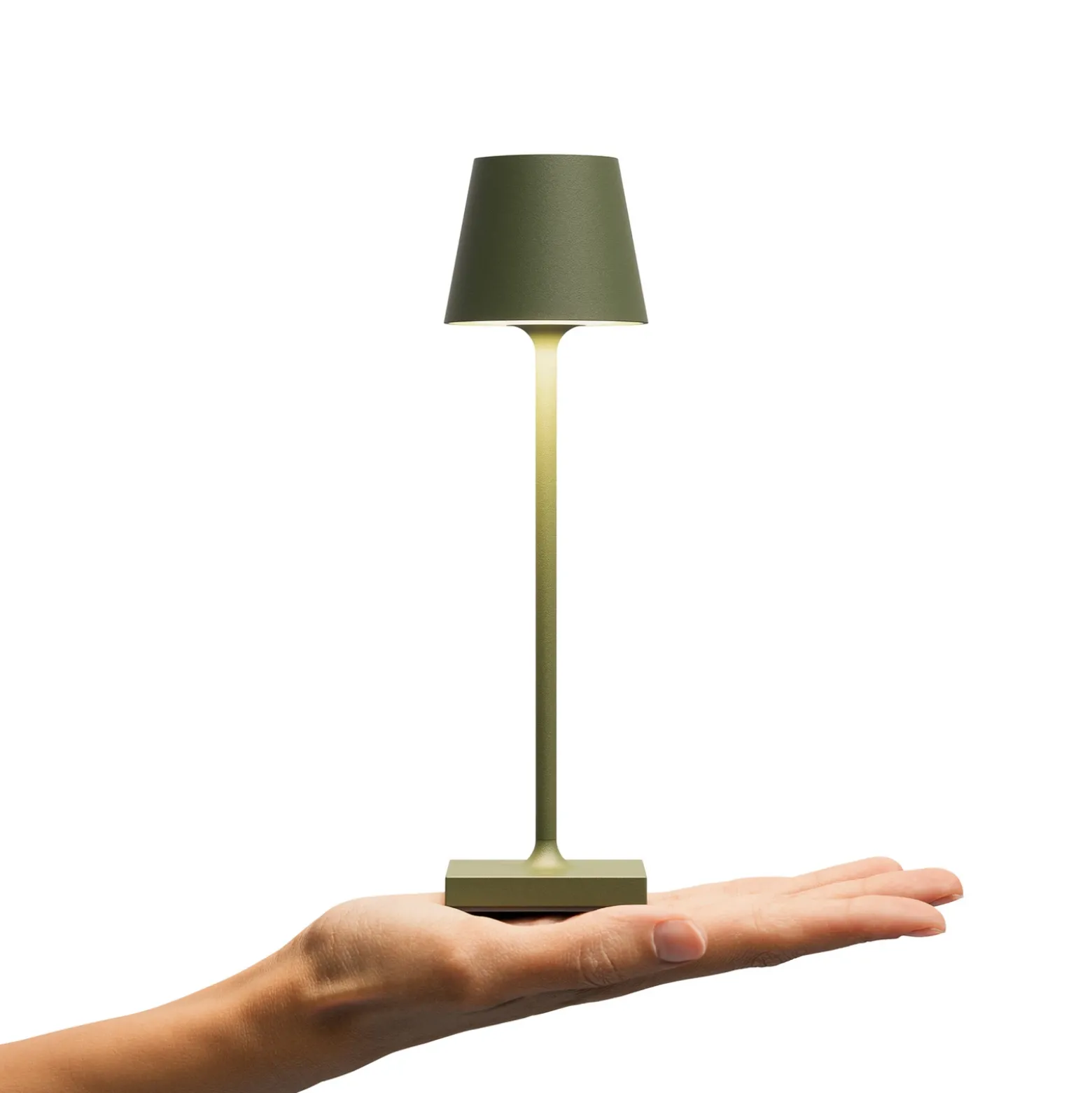 Lámpara LED de mesa con batería Nuindie pocket, verde abeto, IP54, atenuable