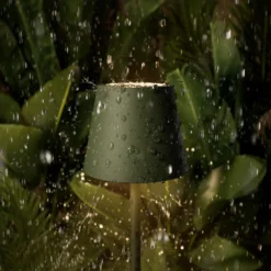 Lámpara LED de mesa con batería Nuindie pocket, verde abeto, IP54, atenuable