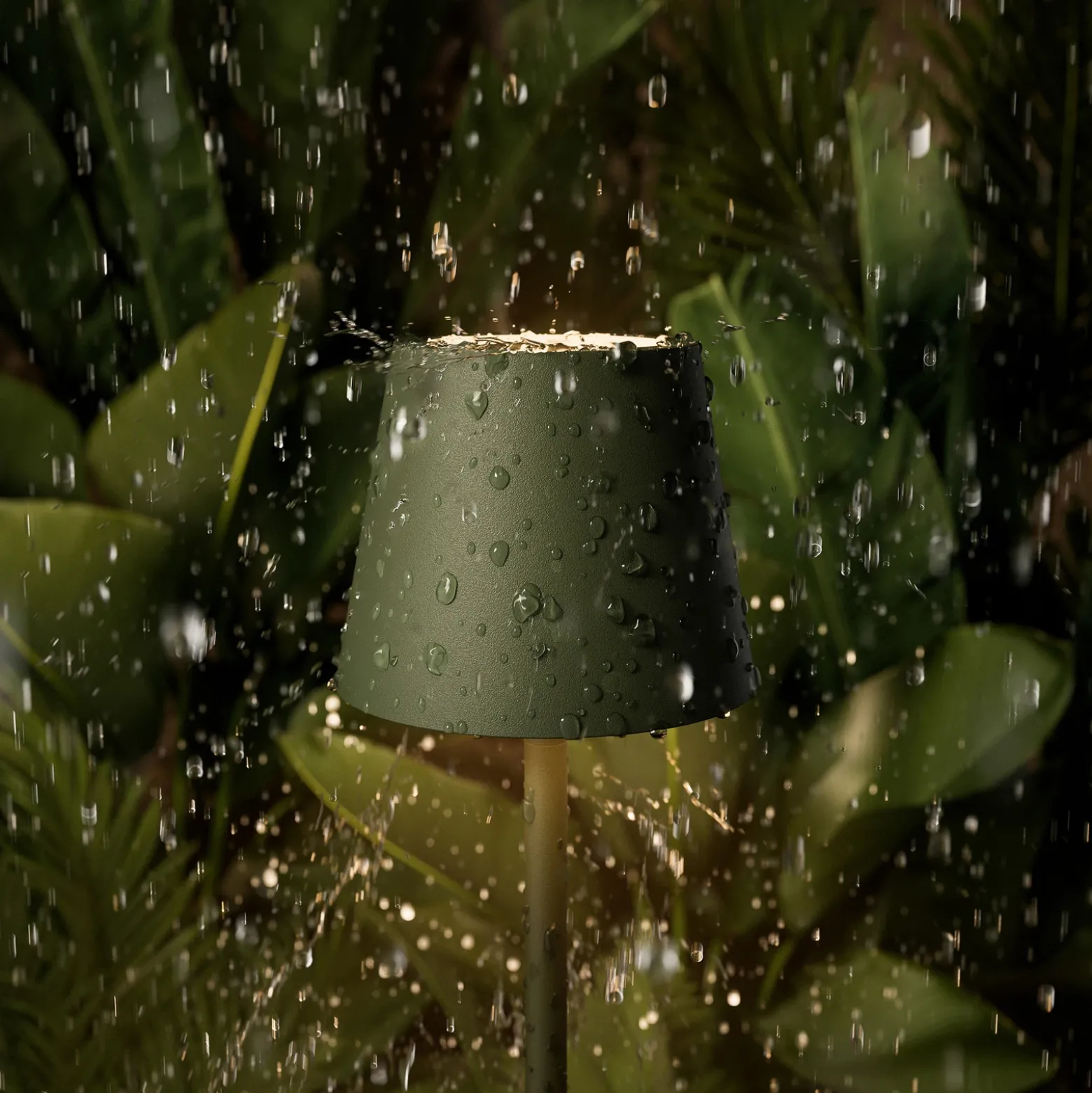 Lámpara LED de mesa con batería Nuindie pocket, verde abeto, IP54, atenuable