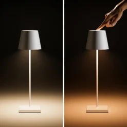 Lámpara LED de mesa con batería recargable Nuindie, USB-C, azul, IP54, atenuable