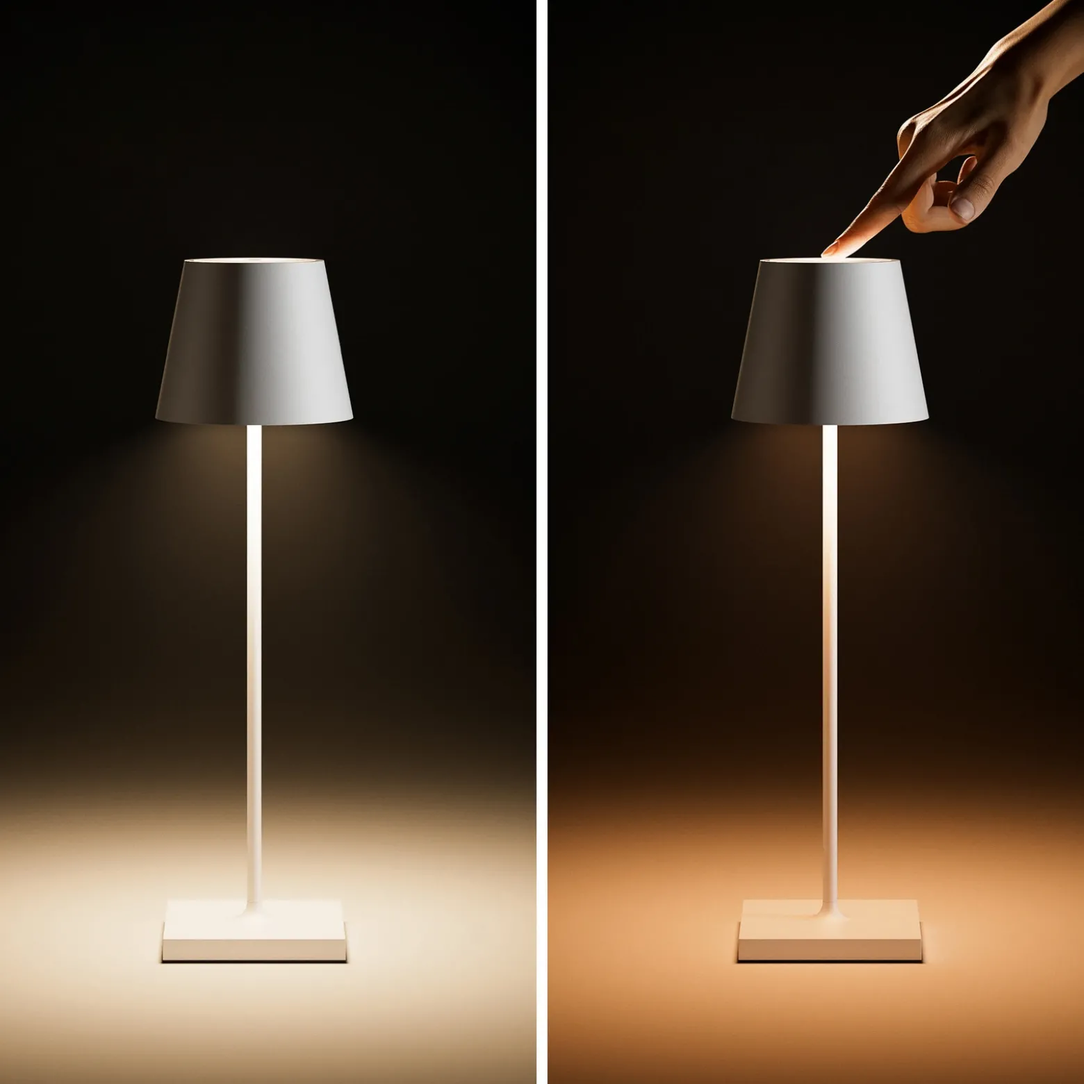 Lámpara LED de mesa recargable Nuindie, USB-C, cobre, IP54, atenuable