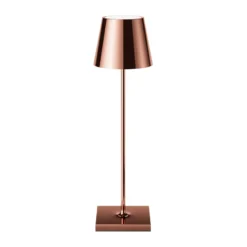 Lámpara LED de mesa recargable Nuindie, USB-C, cobre, IP54, atenuable