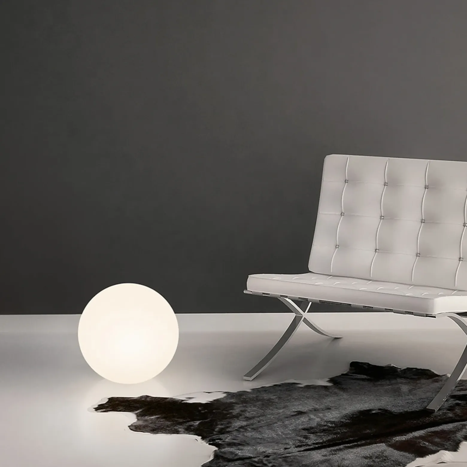 Lámpara LED de suelo Oh!, Ø 55 cm, E27, policarbonato, blanco