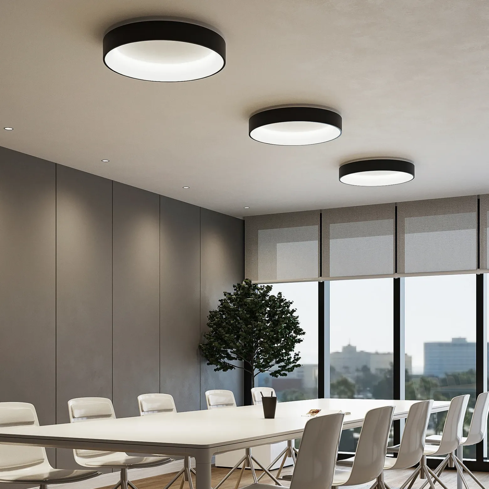 Lámpara LED de techo Arcchio Aleksi, Ø 60 cm, negra, metal, CCT