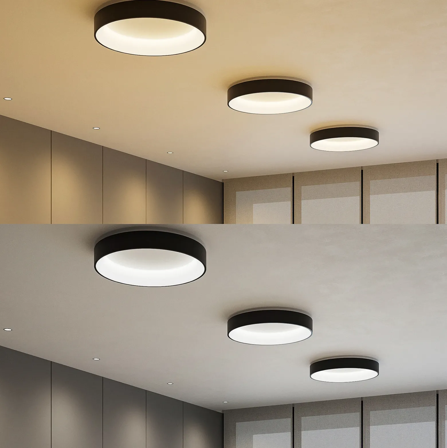 Lámpara LED de techo Arcchio Aleksi, Ø 60 cm, negra, metal, CCT