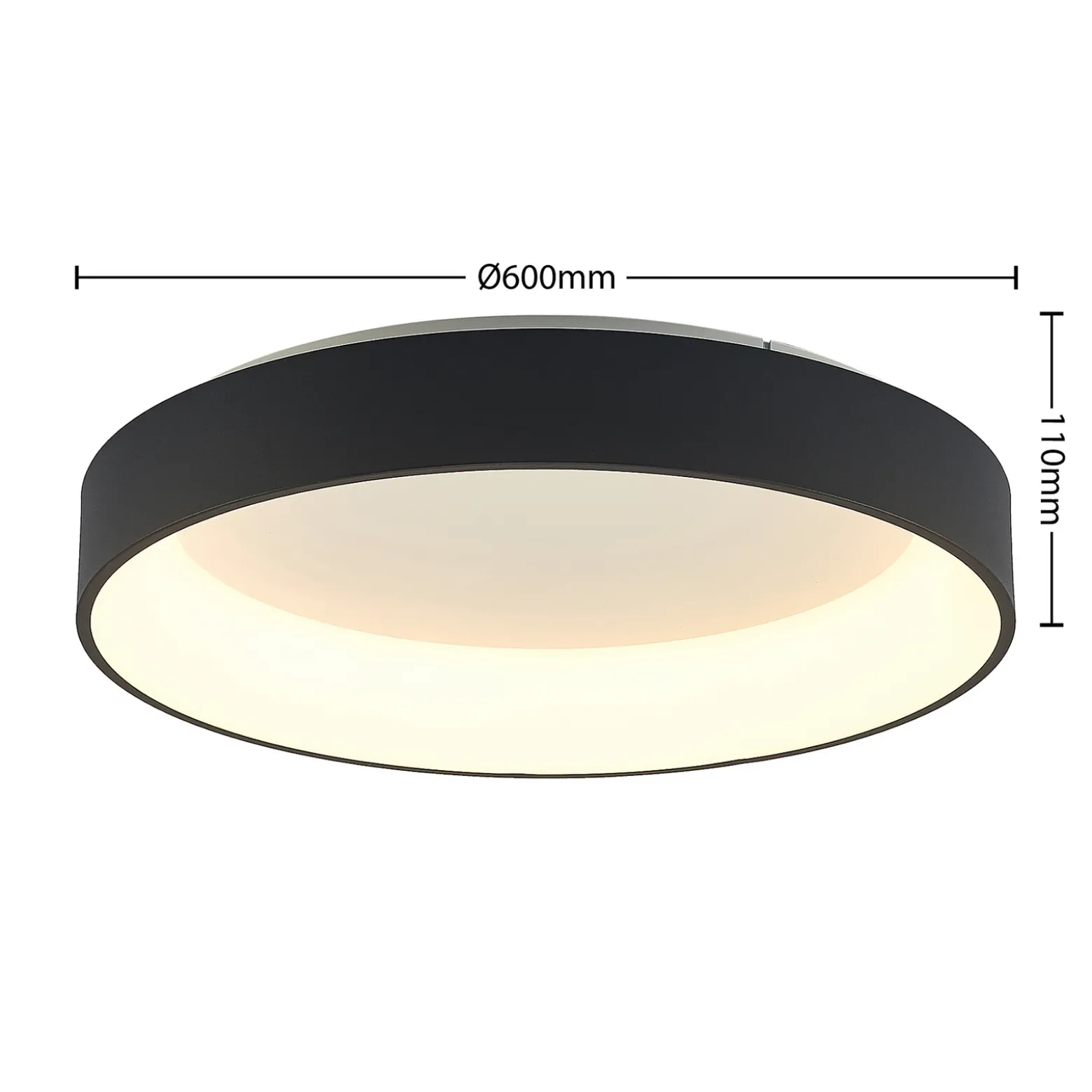Lámpara LED de techo Arcchio Aleksi, Ø 60 cm, negra, metal, CCT