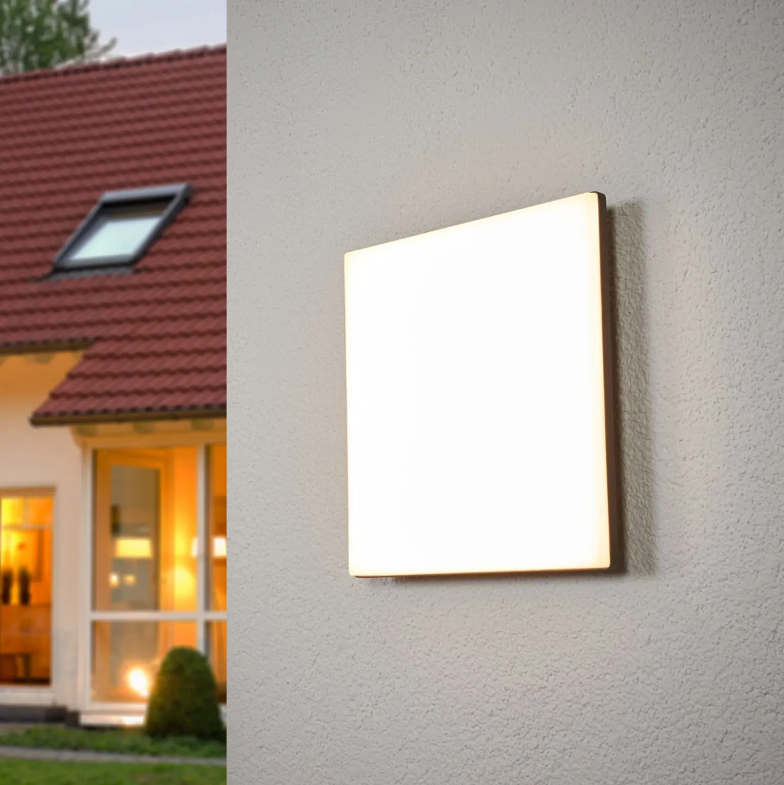 Lámpara LED de techo Henni, IP65, sensor, 30x30 cm, antracita
