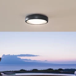Lámpara LED de techo para exterior Niniel de Lindby, negra, Ø 25 cm