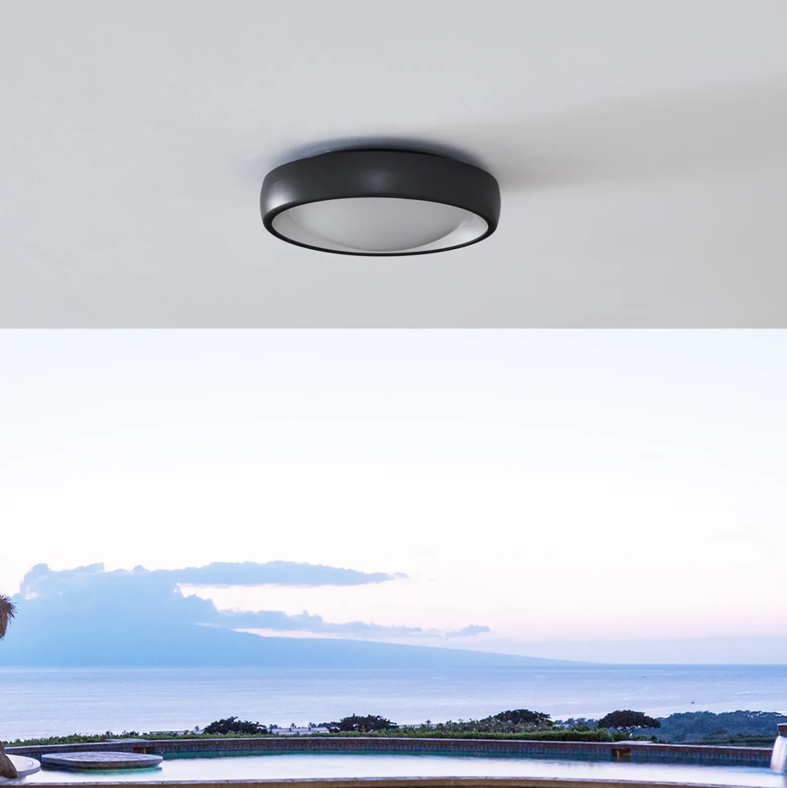 Lámpara LED de techo para exterior Niniel de Lindby, negra, Ø 25 cm