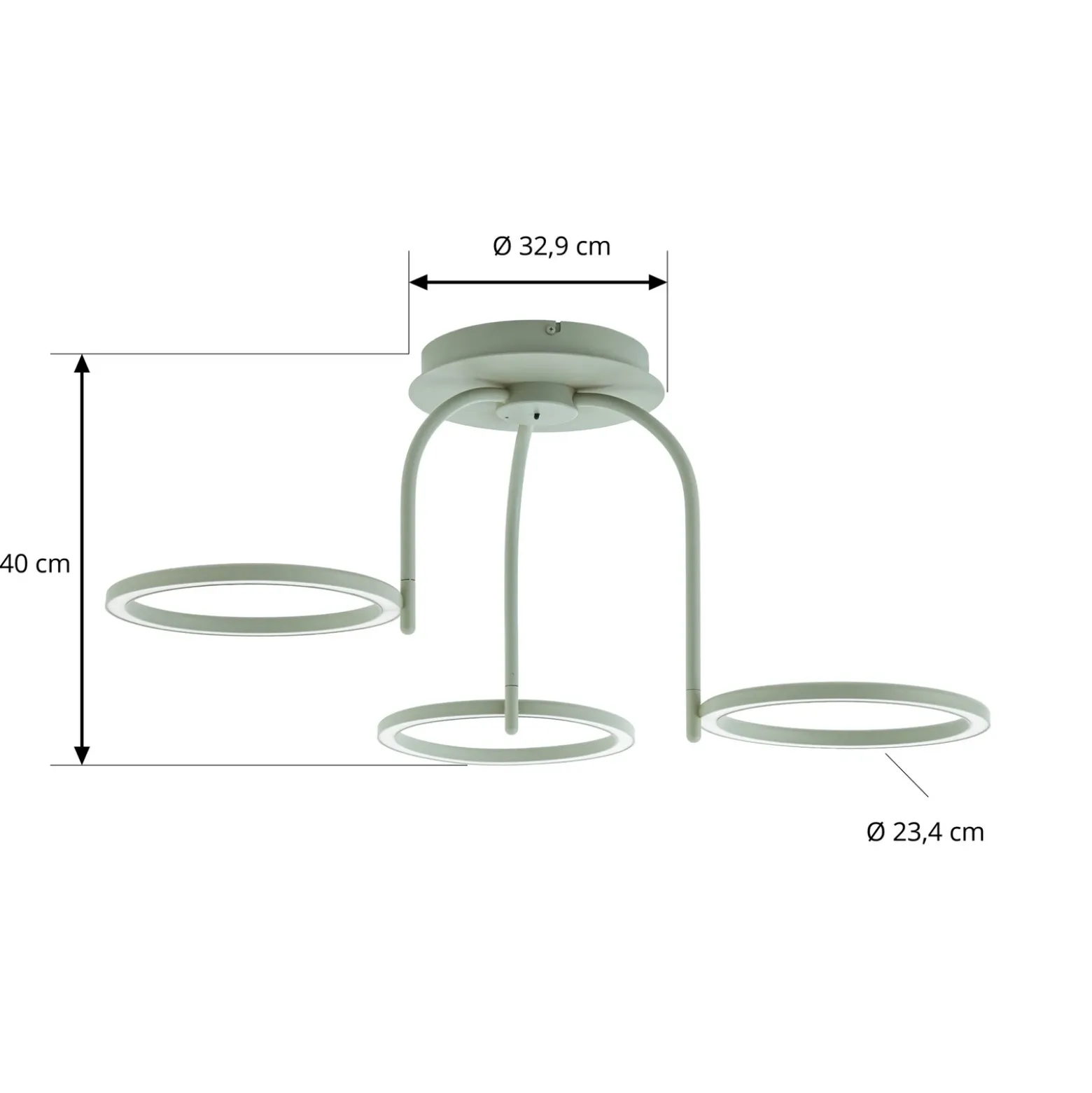 Lámpara LED de techo para exterior Lucande Sylvara, verde, CCT, 3 luces