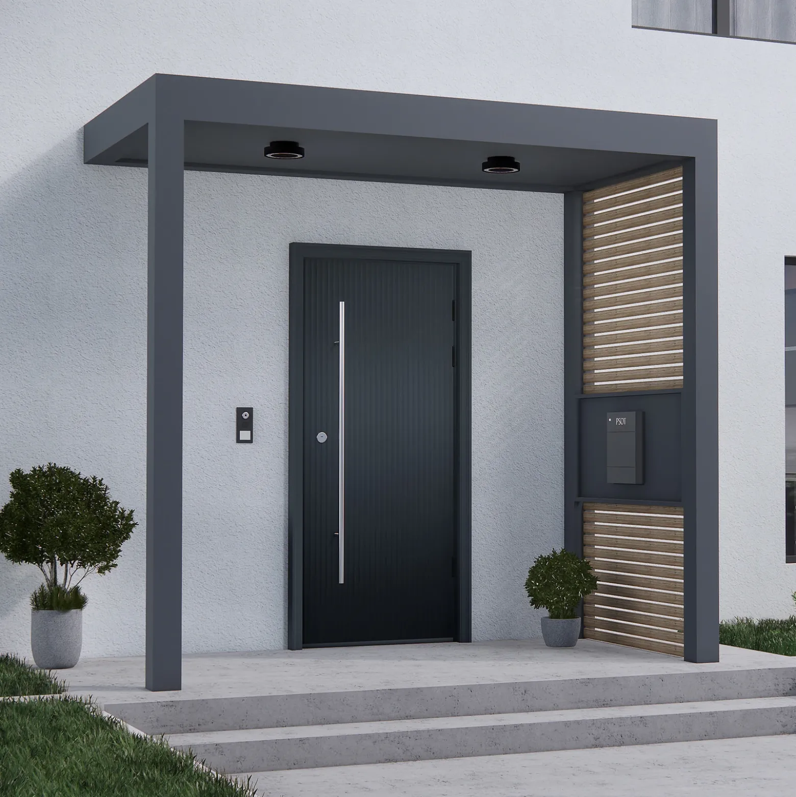 Lámpara LED de techo para exterior Nona de Molto Luce, Ø 18,2 cm, antracita