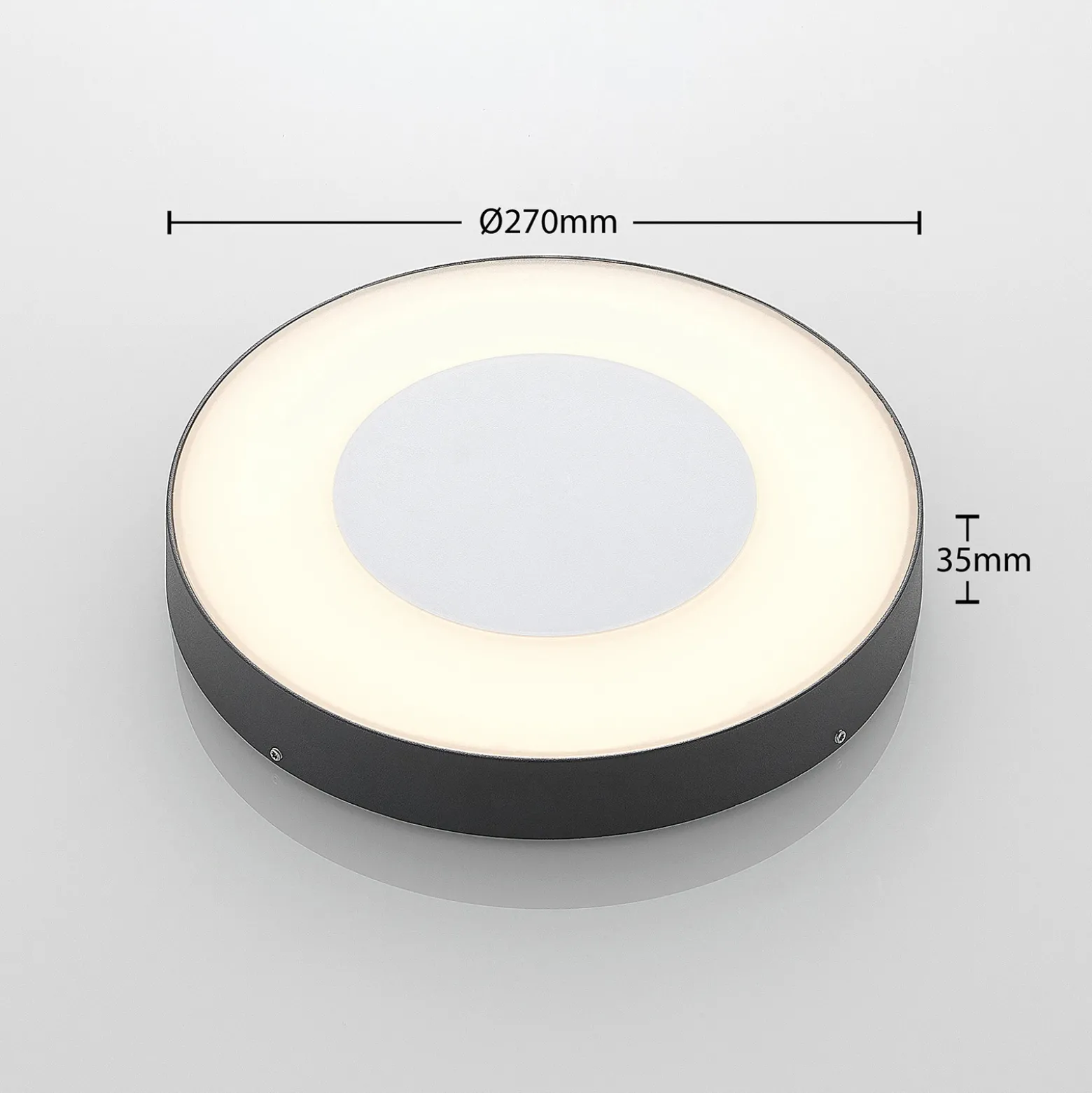 lámpara LED de techo para exterior Lucande Sora, redonda, sensor, IP54