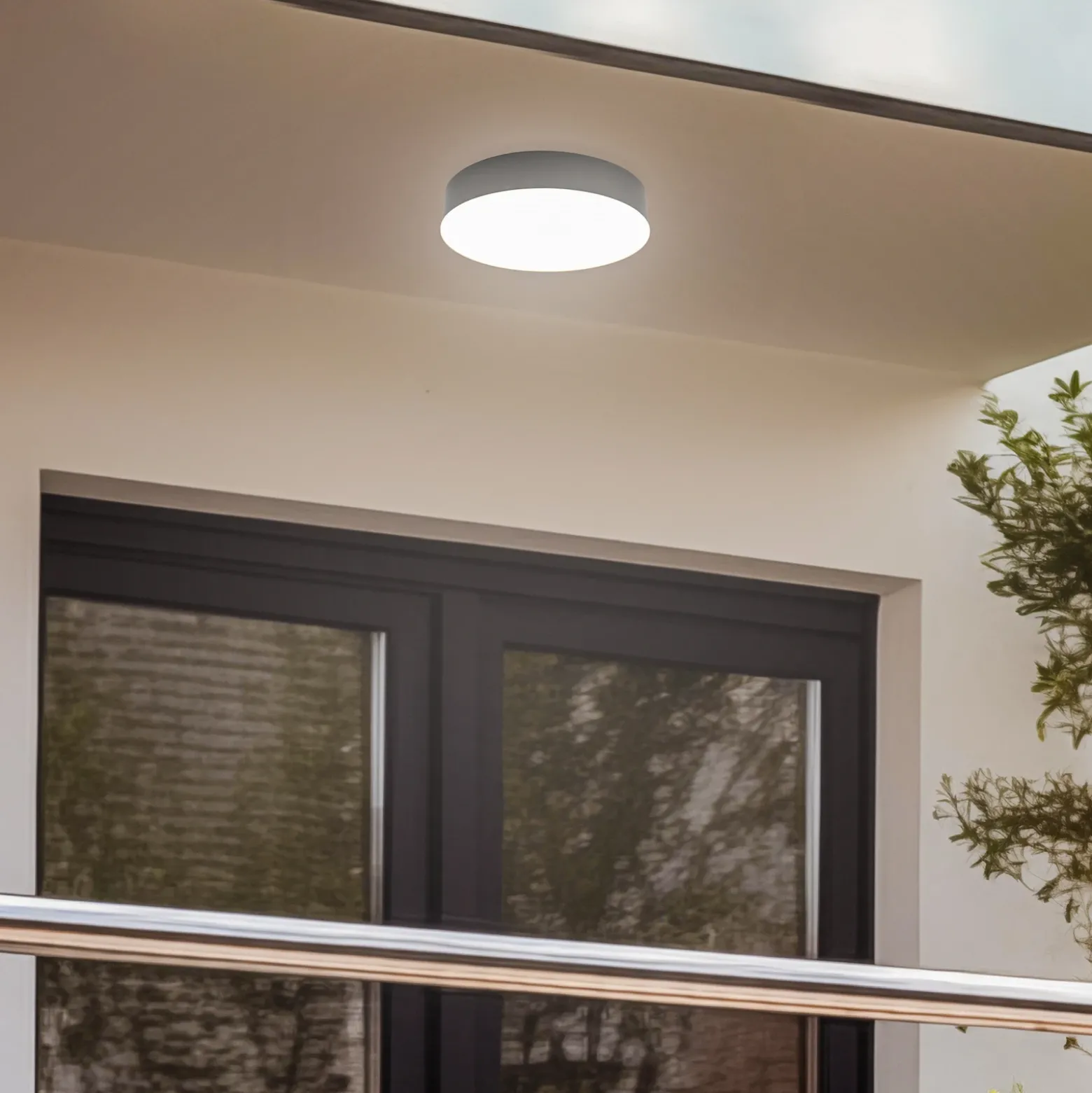 Lámpara LED de techo para exterior Lahja de Lindby, antracita, sensor, IP65