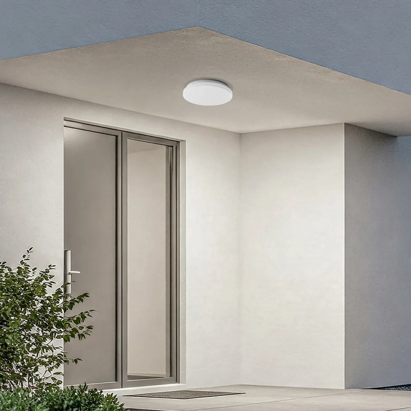 Lámpara LED de techo para exterior Lindby Kirkola, 4000 K, Ø 26 cm, blanca