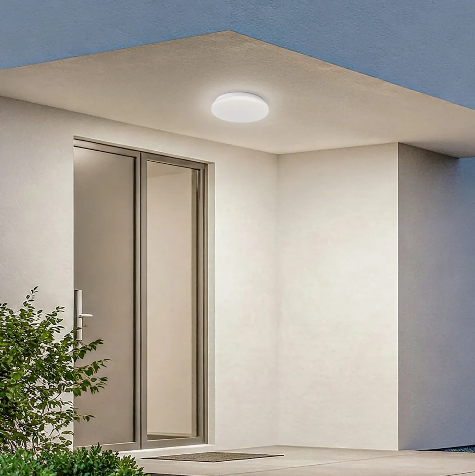 Lámpara LED de techo para exterior Lindby Kirkola, 4000 K, Ø 26 cm, blanca