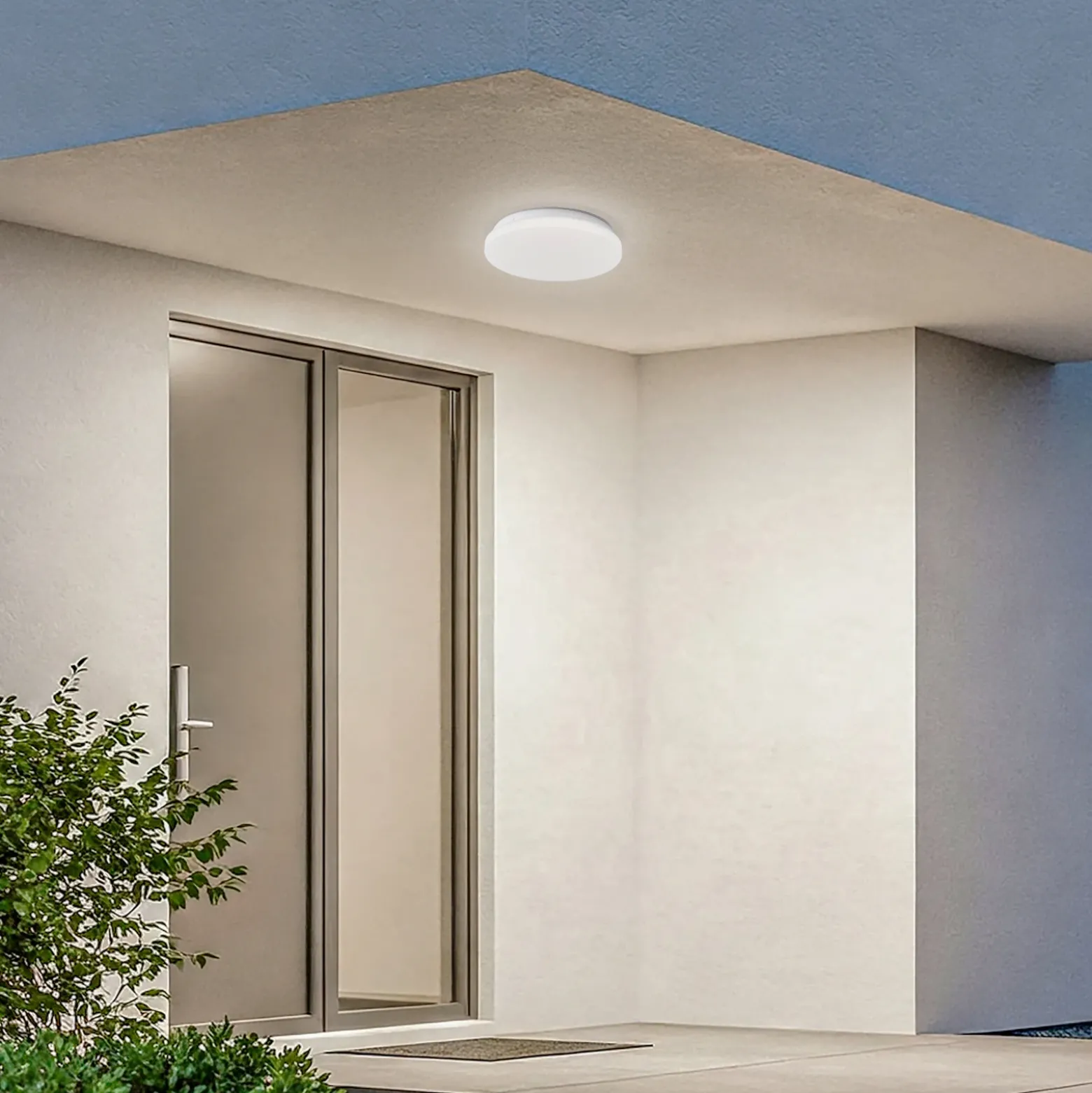 Lámpara LED de techo para exterior Lindby Kirkola, 3000 K, Ø 26 cm, blanca