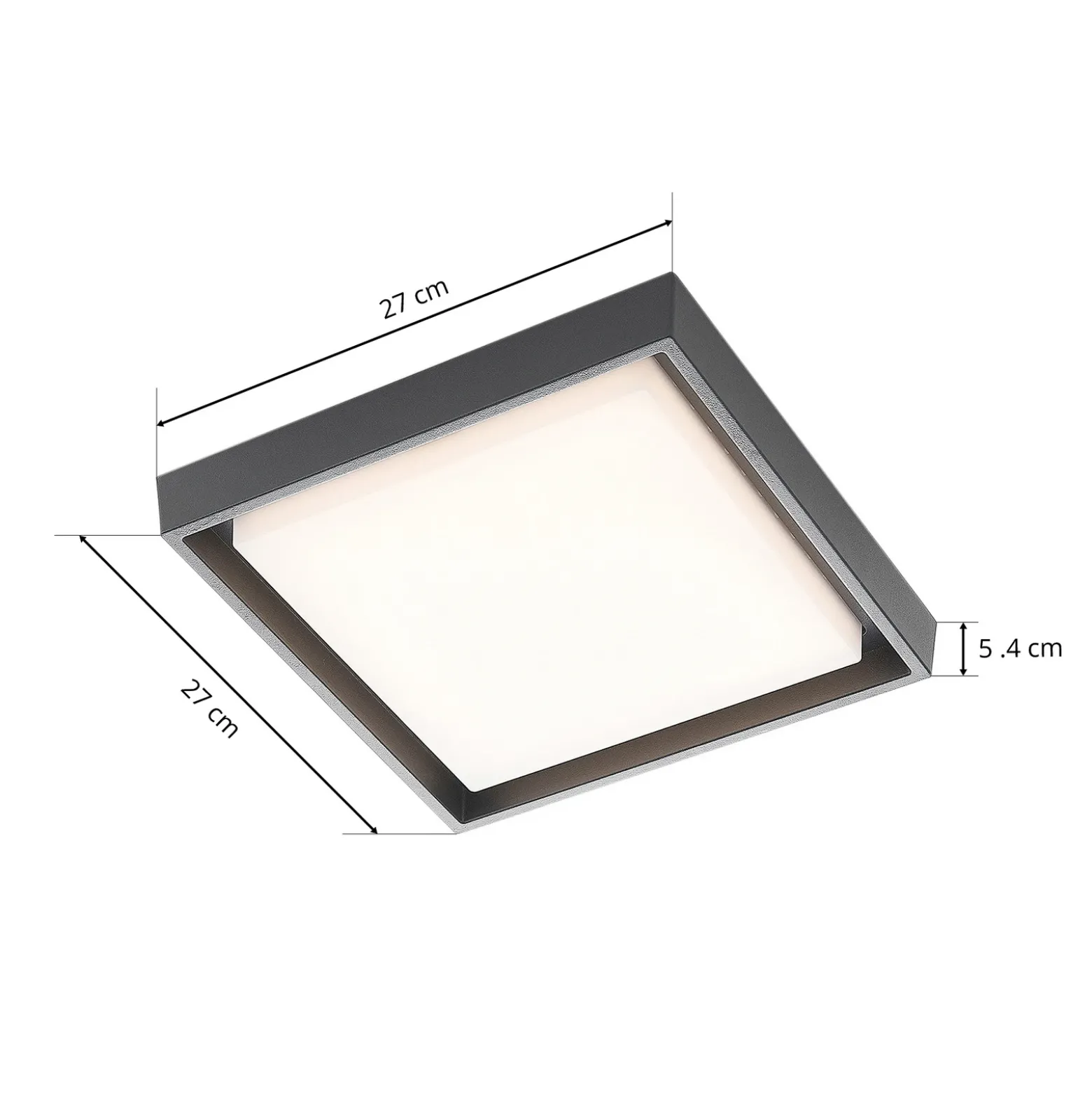 lámpara LED de techo para exterior Lucande Birta, gris oscuro, 27 cm, IP54