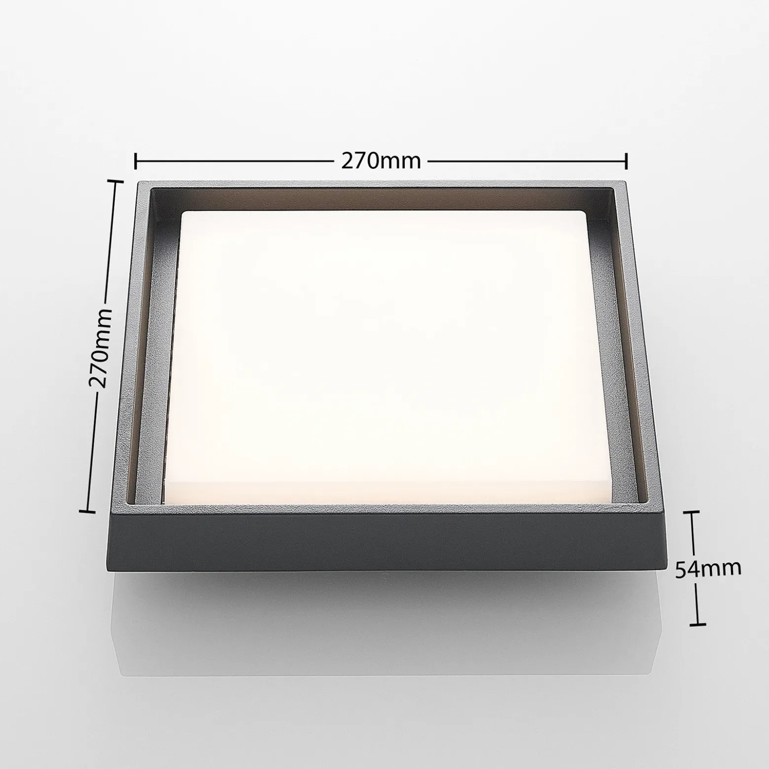 lámpara LED de techo para exterior Lucande Birta, gris oscuro, 27 cm, IP54