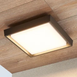 lámpara LED de techo para exterior Lucande Birta, gris oscuro, 27 cm, IP54