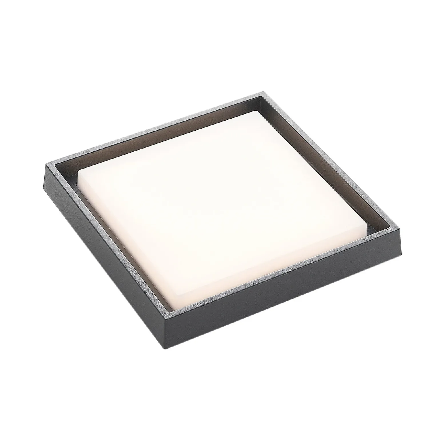 lámpara LED de techo para exterior Lucande Birta, gris oscuro, 27 cm, IP54