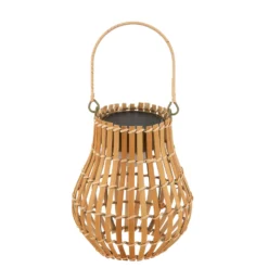 Lámpara LED para terraza Amaria de Lindby, bambú, Ø 18 cm