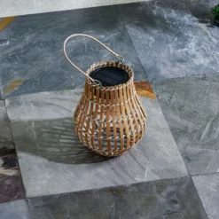 Lámpara LED para terraza Amaria de Lindby, bambú, Ø 18 cm