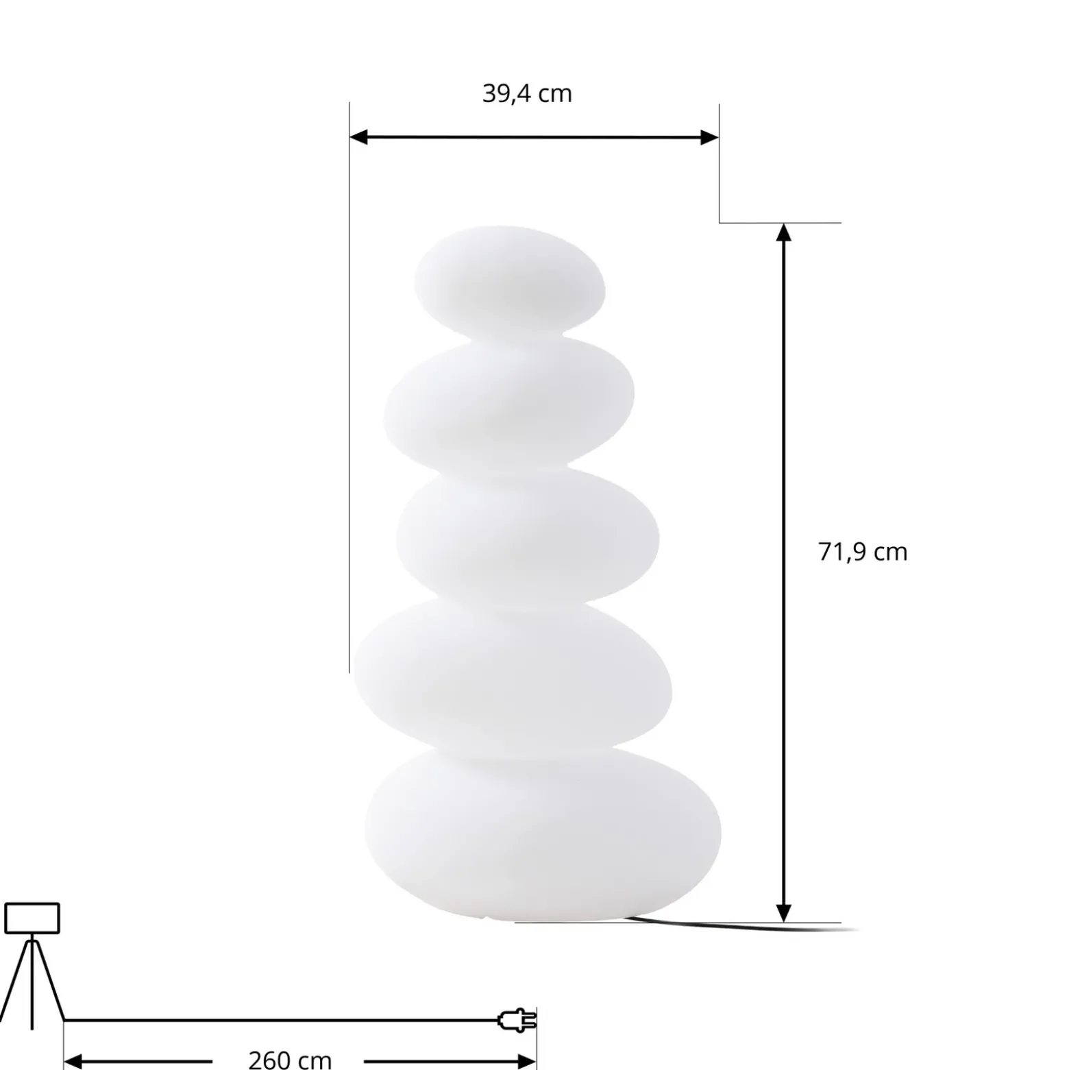 Lámpara LED para terraza Lucande Soriel, blanca, 72 cm, regulable por pasos,