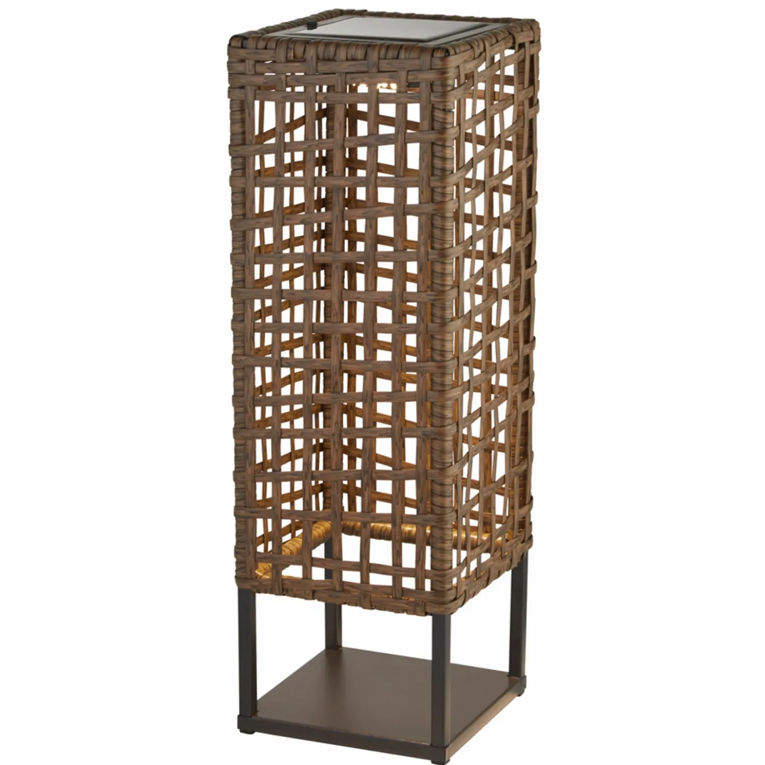 Lámpara LED para terraza Marcjanna, marrón, ratán, 47 cm