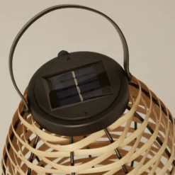 Lámpara LED para terraza Netan, marrón, ratán, 23 cm, IP44
